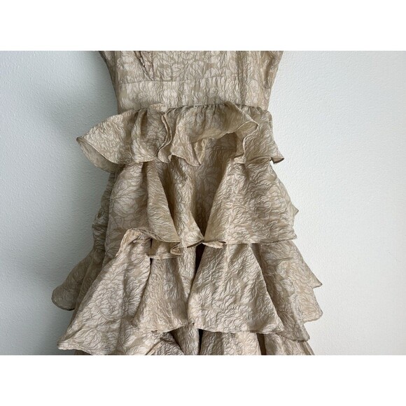 Rare Ulla Johnson Organza Brocade Ruffled Gown Ivory Gold Metallic Tiered Dress - Picture 11 of 13